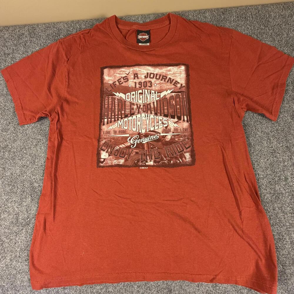 Harley-Davidson Red Graphic Cancun Mexico T-Shirt #904‎